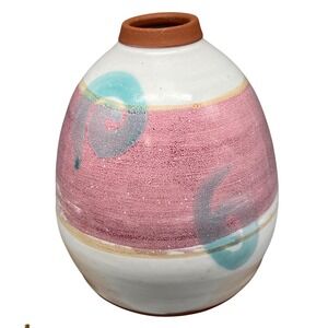 1980s‎ Pastel Studio Art Pottery Vase terracotta contemporary